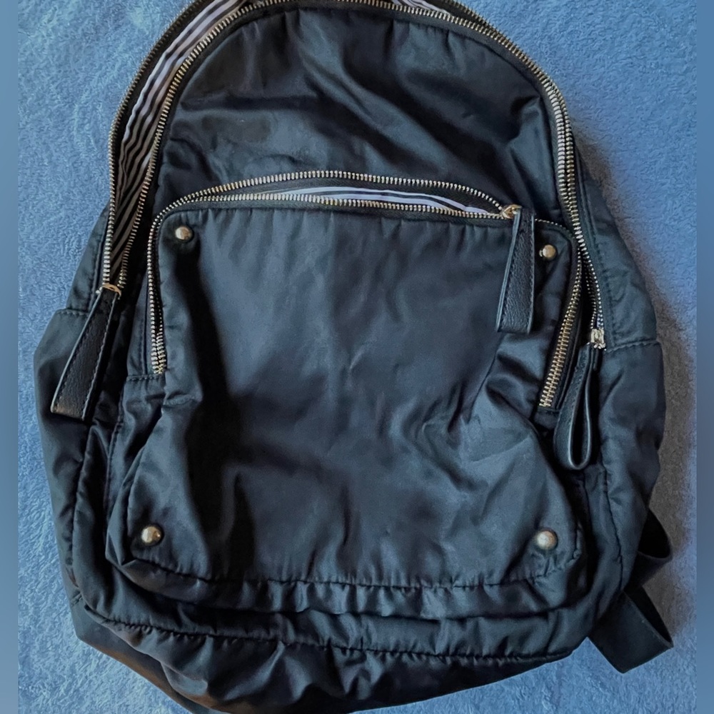 Black Faux Leather Backpack